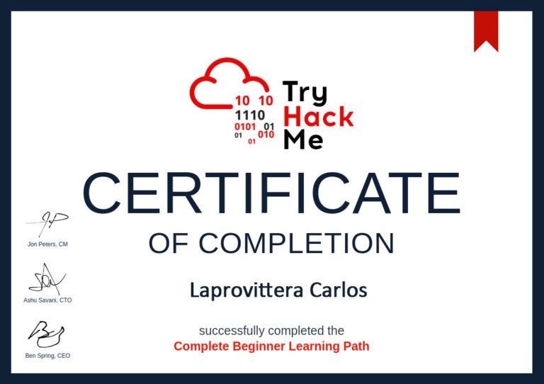 Como iniciarse en TRY HACK ME - Complete Beginner #1 - Laprovittera Carlos